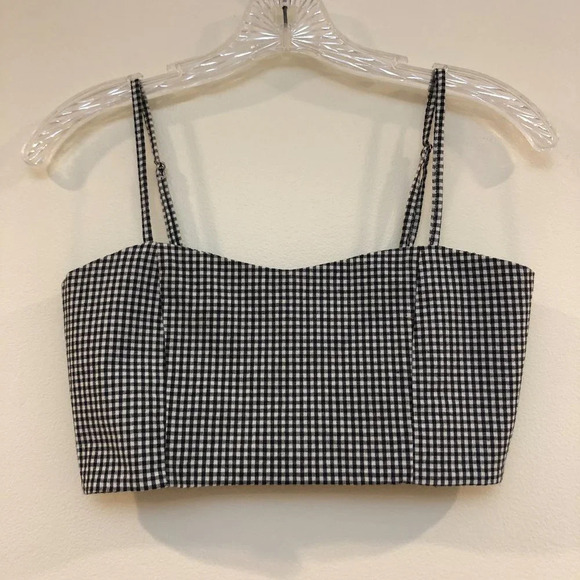 John Galt Gingham Adjustable Crop Top OS - Picture 1 of 4